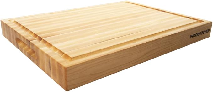 20" Classic Maple Reversible Cutting Board with Juice Groove | 20-Inch Reversible Maple Cutting Board with Deep Juice Groove and Side Handles for Chopping, Carving, and Serving