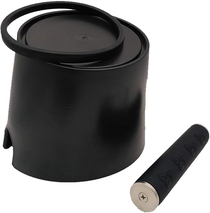 HOMEE 4.8 Inch Espresso Coffee Knock Box with Silicone Round Tamper Mat | Detachable Metal Knock Rod,Non-Slip Base,Easy to Clean,Barista Style Knock Box Suitable for Home Kitchen & Small Coffee Bar