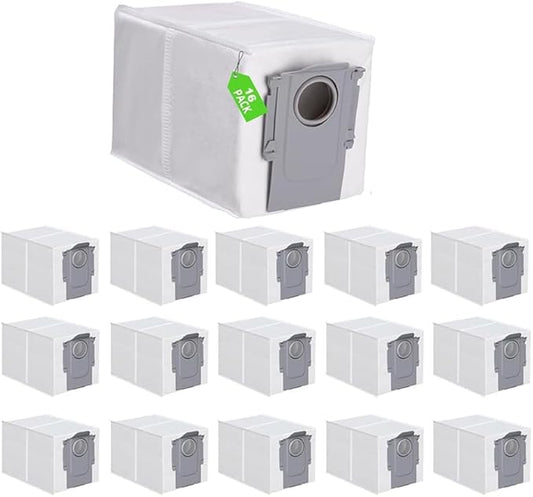 16 Pack Dust Bags Compatible with Roborock Q Revo Robot, Qrevo MaxV, S8 Max Ultra, S8 MaxV Ultra, QV 35A, Qrevo S5V, QV35S, Saros 10, 10R, Z70, S5X, Qrevo Edge S5A Robot Vacuum, 2.7L Large Capacity