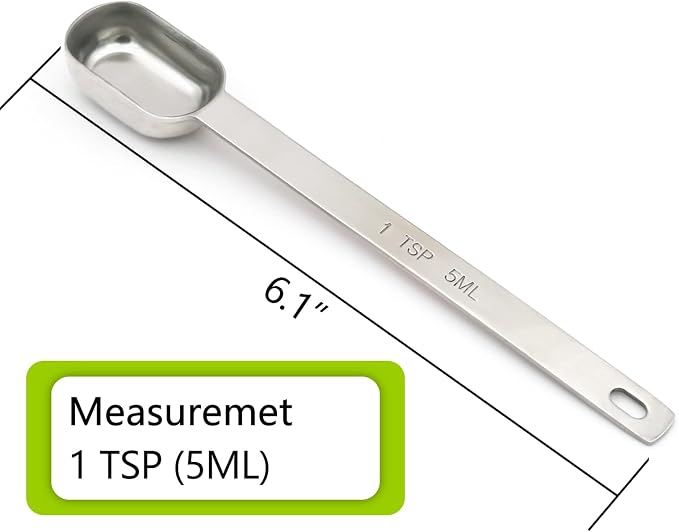 1PCS 1tsp (1/3tbsp, 5ml) Single Measuring Spoon, Stainless Steel Long Handle Individual Teaspoons Only