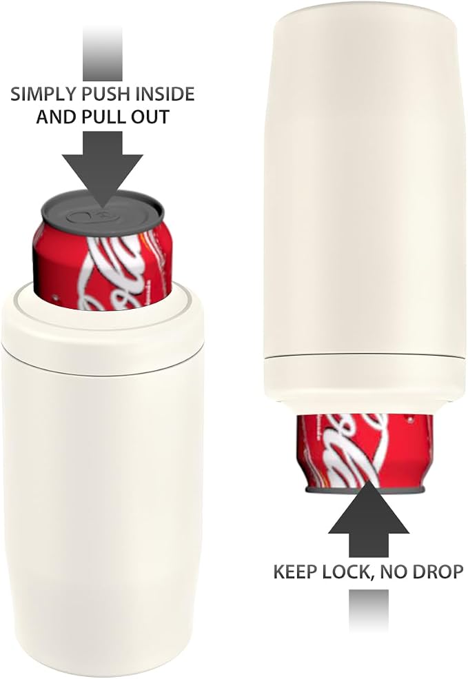 Morefeel 4-in-1 Insulated Can Cooler for 12 oz Cans & Bottles | 304 Stainless Steel Can Holder Fits 12 Oz Slim Cans, Standard Cans, Beer Bottles & Works as A Open Cup; Dishwasher Safe