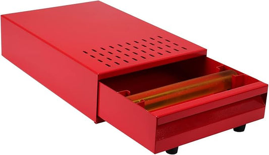 DIBTSA Large Size Espresso Coffee Knock Box Drawer, Stainless Steel Pull-Out Style Coffee Grounds Powder Container Bin for Cafes Restaurant Home Bar, 14.96 x 10.03 x 3.93 inch (Red)