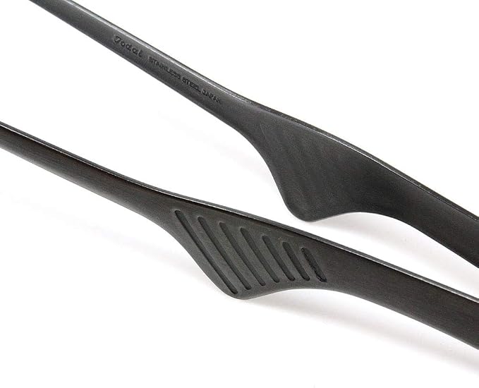 Todai 9.4-Inch Stainless Steel Non-Slip Yakiniku BBQ Tongs (Black)