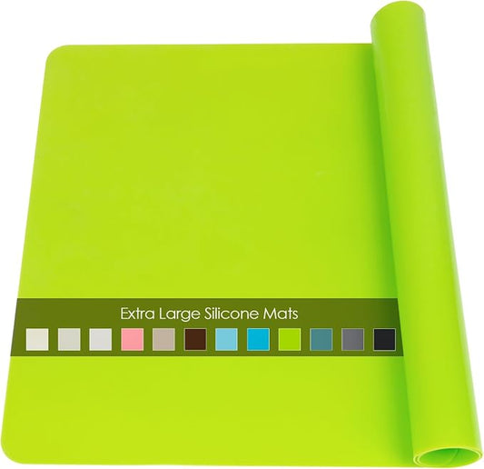 Extra Large Silicone Table Mat, Silicone Mat for Crafts Kids Dinner Placemat Desk Countertop Waterproof Protector Heat Insulation Kitchen Pastry Rolling Dough Pad Tool, Green (23.6x15.7 inches)