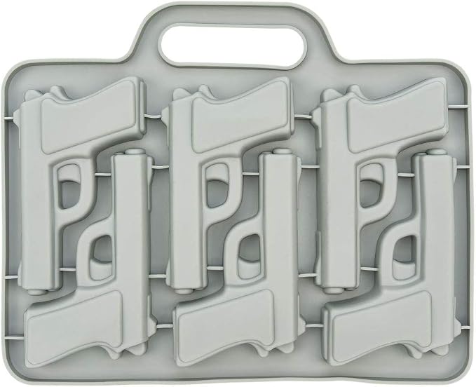 Handgun Ice Cube Tray, 2 Pack - Fairly Odd Novelties - Fun Gun Military Novelty Mold White Elephant Gift