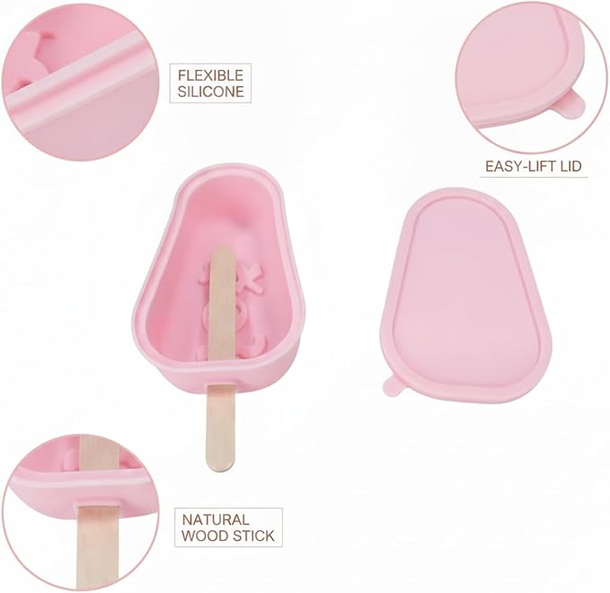 Easy-Release Homemade Popsicles with Silicone Mold, Lids & Sticks for Juice or Yogurt, 5 fl oz Capacity