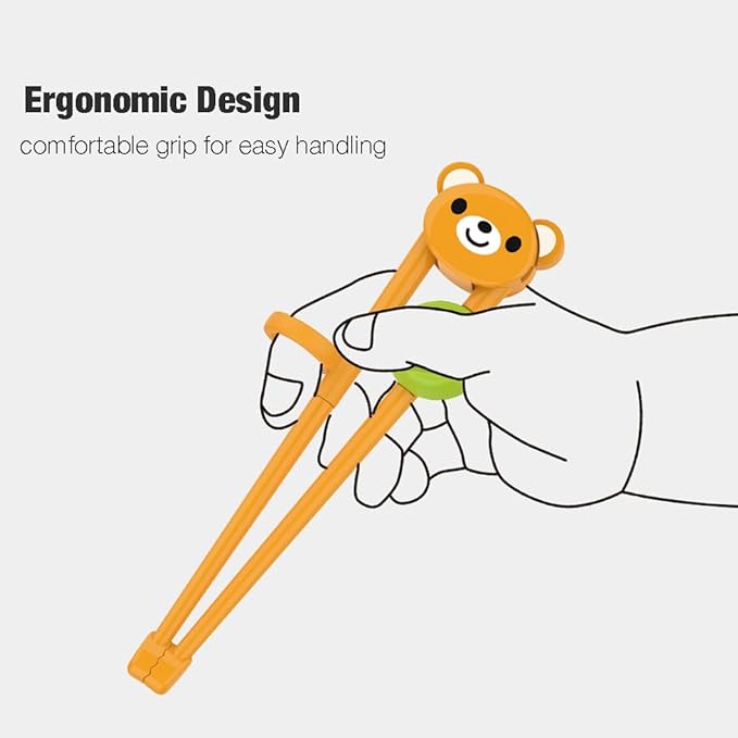 PandaEar 3 Pairs Animal Toddler Training Chopsticks for Kids, Reusable Beginners Learning Chopsticks with Silicone Finger Guide, Frog, Bear & Panda Helpers for Boys and Girls Ages 2-8