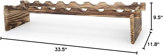 Carbonized Pine Wood Wine Rack - 1-Tier Wine Storage, Holds 8 Bottles, Freestanding Wine Organizer for Home Bar, Kitchen, Living Room, Stylish & Durable