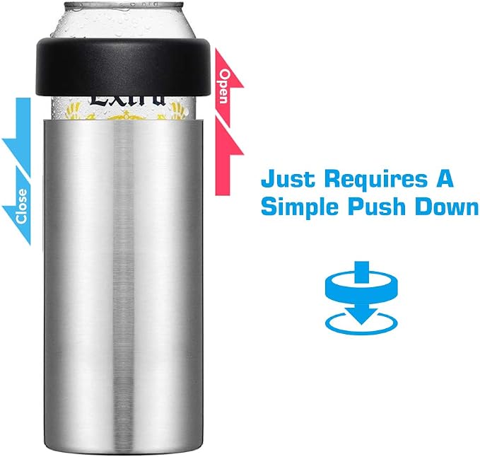 12 oz. Slim Can Cooler Insulated (Orange) | Stainless Steel 12oz. Skinny Drink Holder for Soda, Hard Seltzer, Beer and Energy Drinks