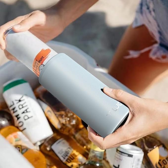 TILUCK Skinny Can Cooler, Stainless Steel Insulated Slim Cans, 12 oz | Beer & Hard Seltzer, Doucle-Walled Stainless Steel Insulated Slim Cans, Slim 12 oz(Frosted Sky)