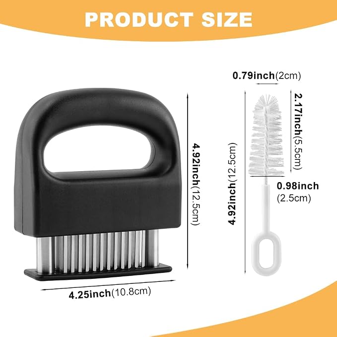 Meat Tenderizer Tool, Stainless Steel Meat Tenderizer With 48 Ultra Sharp Needle Blades, Cooking Gadget for Chicken, Steak, Veal, Pork, BBQ(COLOR:Black)