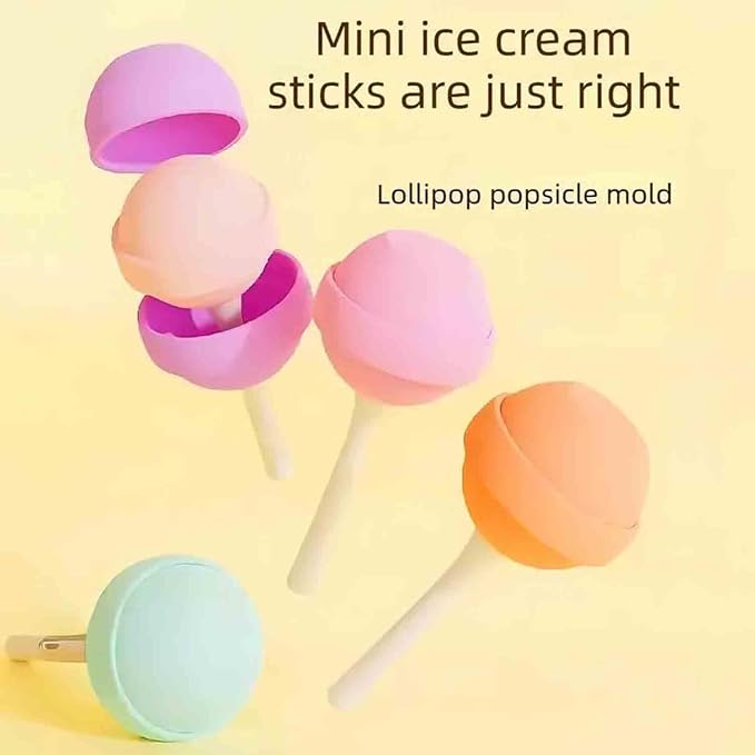 Reusable Large Lollipop-Shaped Ice Mold, DIY Creative Ice Pops for Summer, Mini Silicone Lollipop Hockey Mold, Silicone Popsicle Maker for Juice, Yogurt & Frozen Treats, Fun Dessert (12)
