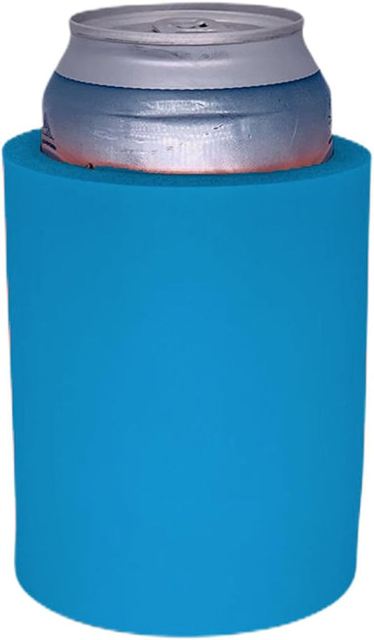 Blank Thick Foam Old School Can Cooler (4 Pack, Neon Blue)