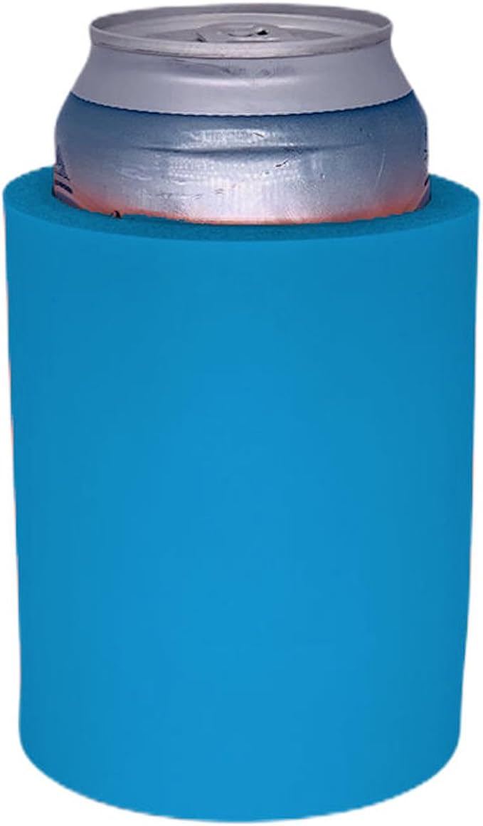 Blank Thick Foam Old School Can Cooler (6 Pack, Neon Blue)