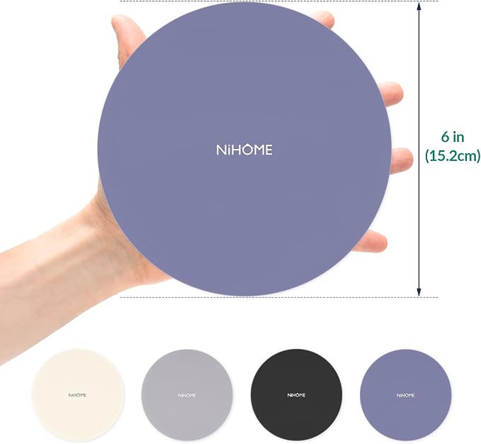 NiHome Silicone Jar Opener Gripper Pads, 6 Inch Large Rubber Jar Openers for Seniors with Arthritis & Weak Hands, Food-Grade Non-Slip Bottle Lid Grip, Heat-Resistant Trivet Coaster Mat, Set of 4