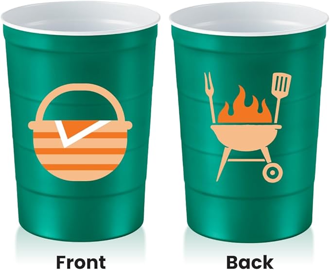 Steel Chill Cups 16 oz. Reusable Party Cups, Summer BBQ Grill, 12 Count | Made in USA from Steel these durable cups chill fast & keep your drink cold for longer, 100% recyclable for sustainablity