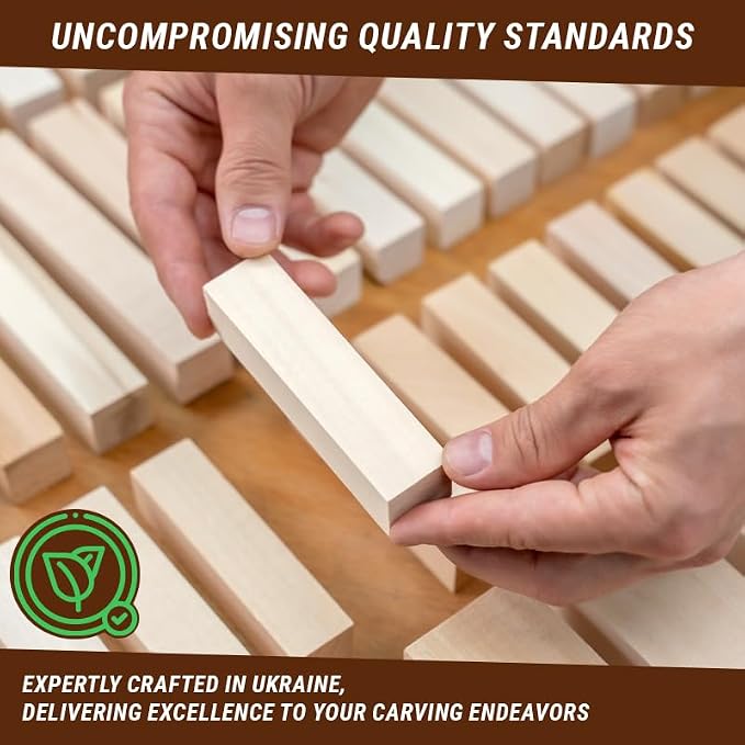 BeaverCraft Basswood Carving Blocks BW12 pcs Whittling Wood Set for Crafts - Wooden Block, Soft Unfinished Wood for Carving