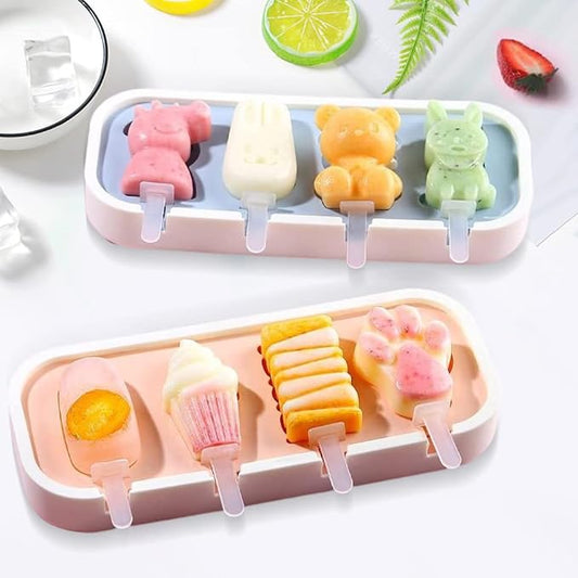 Generic Popsicles Molds, Mini Popsicle Molds for Kids Baby Cute Shapes Silicone Popsicle Molds BPA Free Reusable Ice Cream Mold Popsicle Maker Homemade DIY Set (2Pcs Paws&Animals)