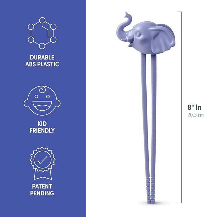 Genuine Fred MUNCHTIME Elephant Chopsticks, Picky Eater Solutions, Beginner Kids Reusable Chopsticks, Animated, Interactive Design, Fun Gift for Kids