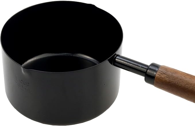 1pcs 1 Cup Measuring Cup with Wooden Handle Stainless Steel Measuring Scoop 250ml Measuring Spoon Black 1 Measuring Cups for Baking Cooking Wet and Dry Ingredients (250ml)