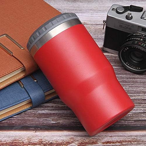 14oz Can Insulator, Two-Way Lids Double Wall Stainless Steel Insulated Can Cooler, Beer Bottle holder (Red)