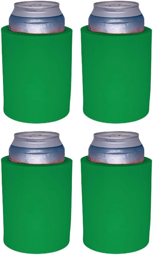 Blank Thick Foam Old School Can Cooler (4 Pack, Kelly Green)