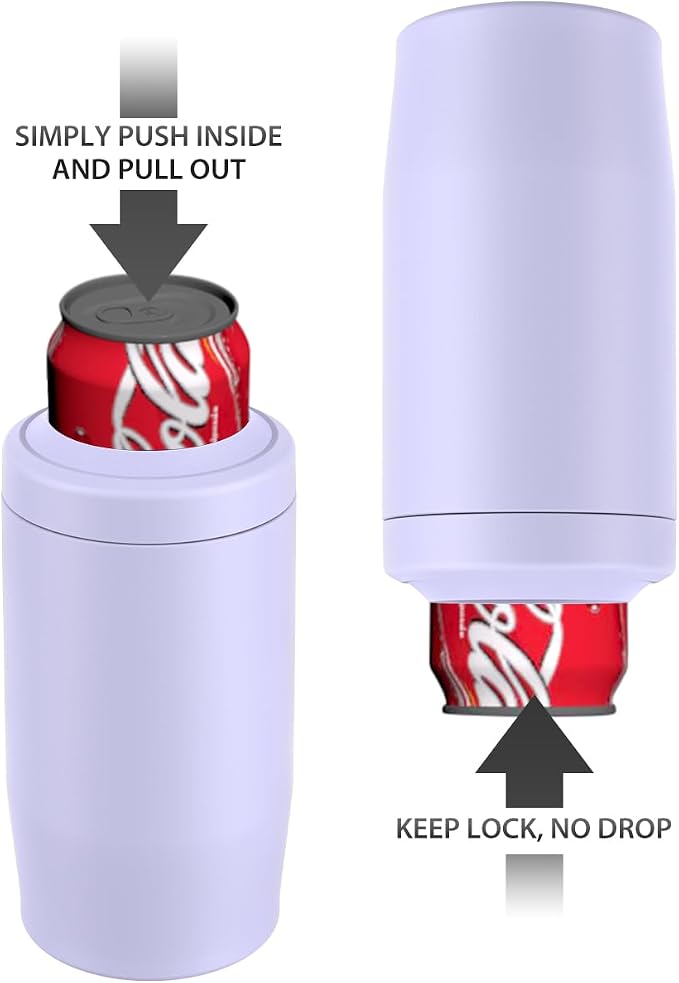 Morefeel 4-in-1 Insulated Can Cooler for 12 oz Cans & Bottles | 304 Stainless Steel Can Holder Fits 12 Oz Slim Cans, Standard Cans, Beer Bottles & Works as A Open Cup; Dishwasher Safe