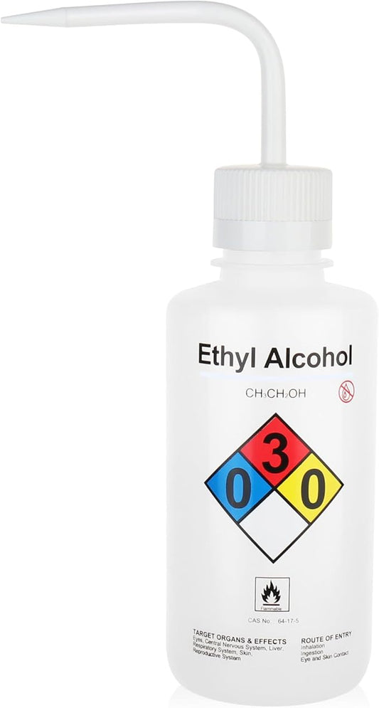 Ethyl Alcohol Wash Bottles, 1PC of Vol.500ml (17oz), Narrow Mouth, Self-Venting Safety Wash Bottles, LDPE Material,IN-WBE501