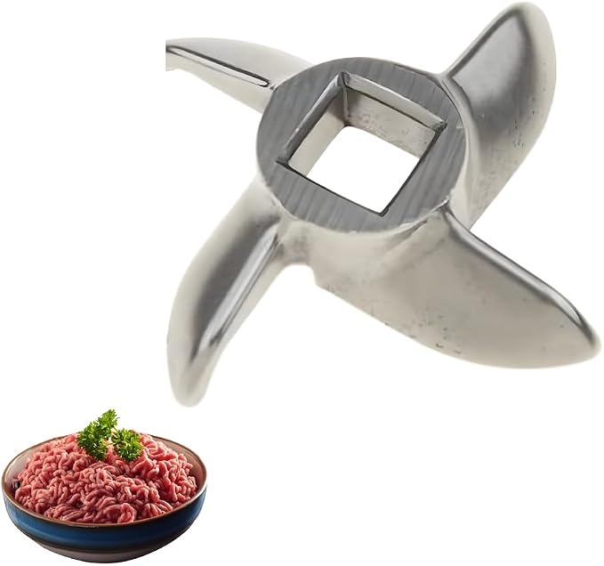 Stainless Steel Silver Meat Grinder Blade #8 – Knife Cutter Replacement for Grinders – Food Chopper Machine Parts – Mincer Cutting Plate Spare Part for Kitchen – Grinding Blades Accessories