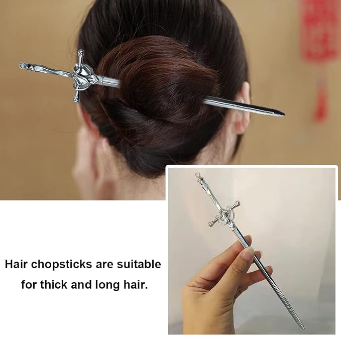 2 Pcs Metal Sword Hair Sticks Vintage Hair Chopsticks Simple and Elegant Hair Pins Sticks for Women and Girls Daily Wear