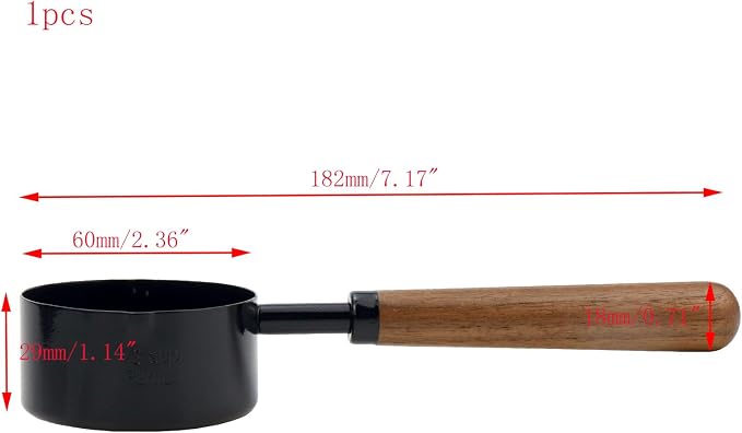 1pcs 1/3 Cup Measuring Cup with Wooden Handle Stainless Steel Measuring Scoop 80ml Measuring Spoon Black 1/3 Measuring Cups for Baking Cooking Wet and Dry Ingredients (80ml)