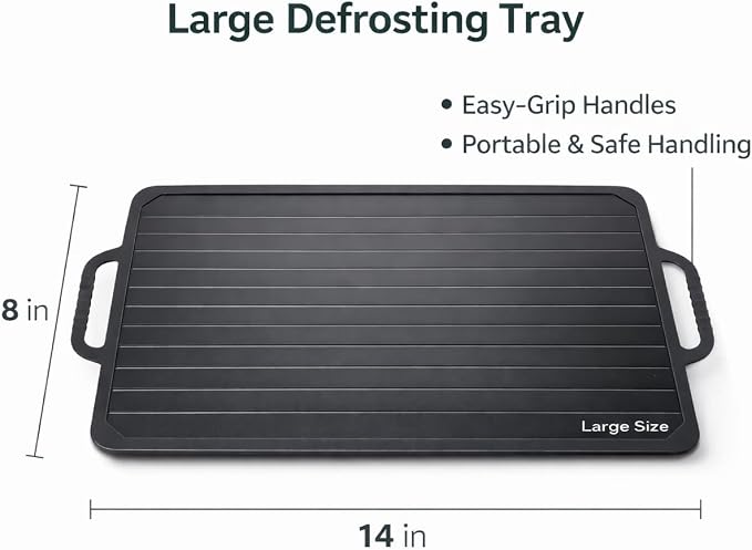 Defrosting Tray for Frozen Meat - Rapid Aluminum Thawing Plate for Steak, Chicken, Fish & Pork | 14" Large Size | Non-Stick, No Microwave or Hot Water Needed | BPA-Free Meat Defroster Board
