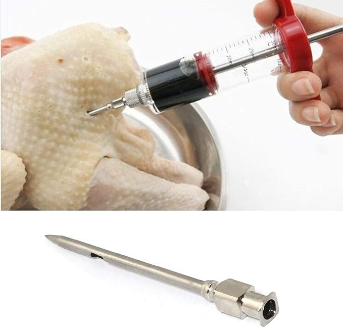 4pcs Injector Needle for Barbecue, Stainless Steel Marinade Turkey BBQ Meat Injector Needle Kitchen Accessories Party Home Supplies