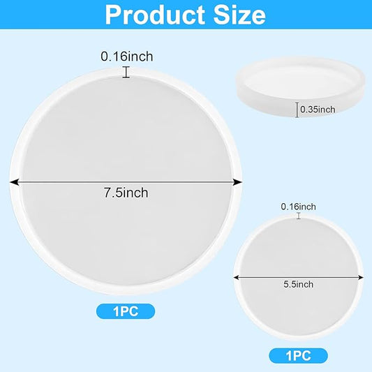 2 PCS Thickened Coaster Resin Mold, Silicone Mold for Epoxy Resin Casting, DIY Coasters, Bowl Mats, Candle Holders, Home Decoration