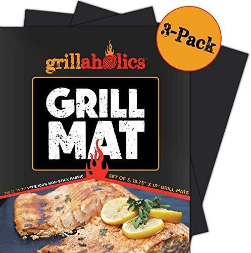 Grillaholics Reusable Nonstick Grill Mats for Outdoor Grill - Set of 3 | Dishwasher Safe | Rated to 500ºF | Make Grilling Easier