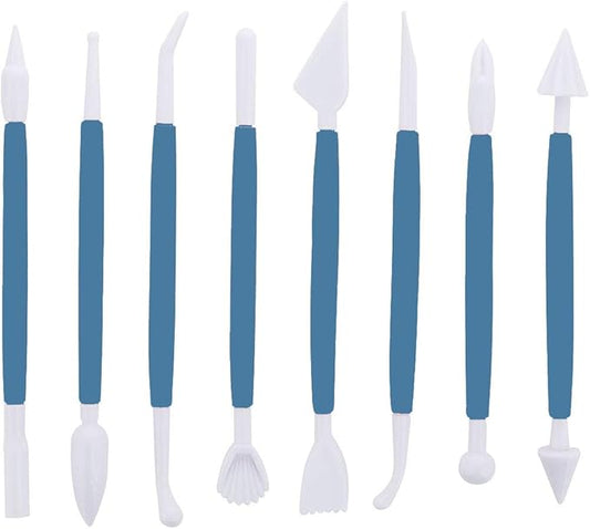 Marshmallow Fondant Cake Decorating Hand Tool 12 Pcs 5 Sets Sugarcraft Gumpaste Icing Smoother Rolling Pin Trimmer Cutter Embosser Flower Scissor Modelling Accessories Supplies Kit Blue