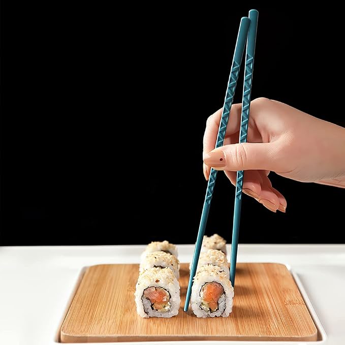 Chopsticks, YFWOOD 5 Pairs Fiberglass Chopsticks - Reusable Multicolor Chop Sticks,Dishwasher Safe, Non-Slip,Japanese style-9.5 Inch