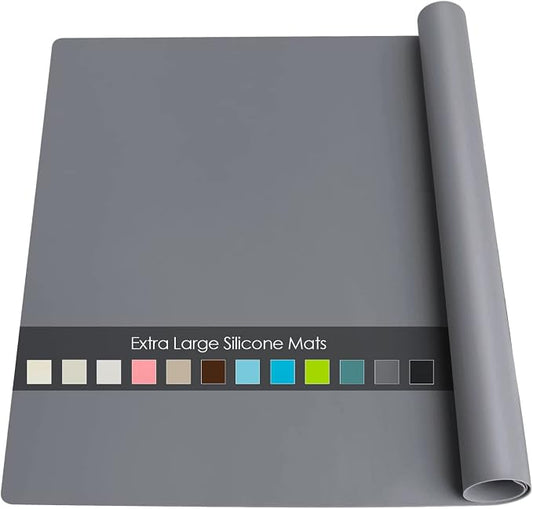 Extra Large Silicone Mats for Kitchen Counter, 27.6'' x16'' Silicone Placemats for Kids, Nonstick Nonskid Silicone Mat for Baking Crafts, Waterproof Heat Resistant Mat Coffee Mat, Dark Gray, 1Pcs
