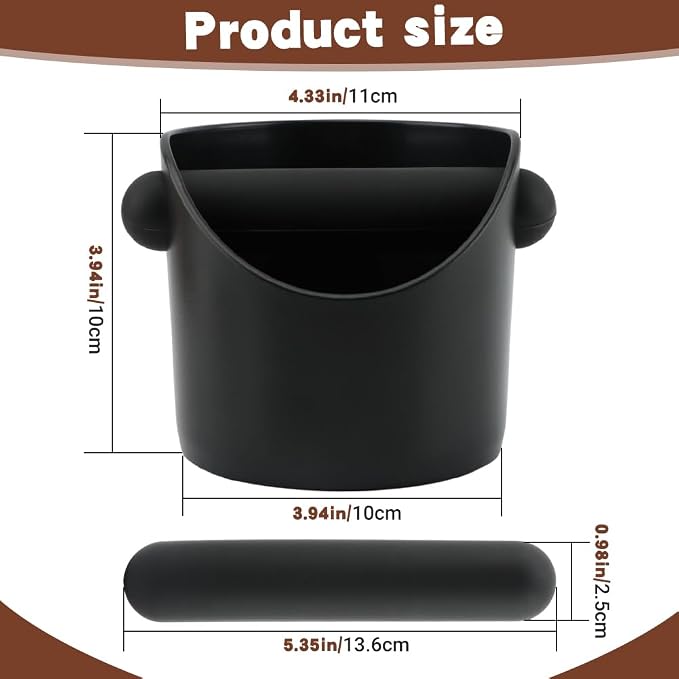 Espresso Knock Box 4.3 Inch Small Coffee Grounds Bin with Removable Knock Bar Non Slip Base Splash Proof Mini Knock Box for Home Cafes Restaurants