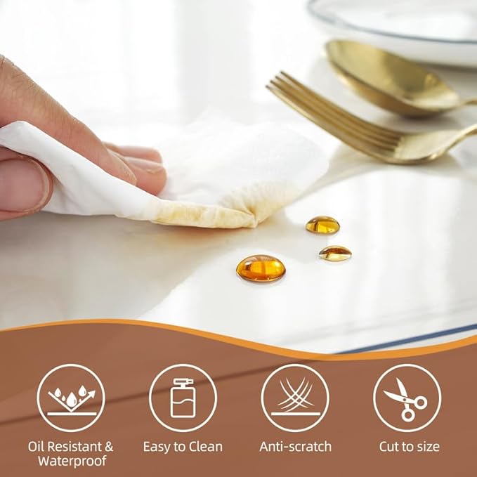 Warmstar Clear Table Cover Protector 16 x 24 Inch,1.5mm Thick Plastic Table Cover Rectangle,PVC Clear Table Protector,Desk Protector Mat for Kitchen, Dresser, Writing Desk，Dining Room Table