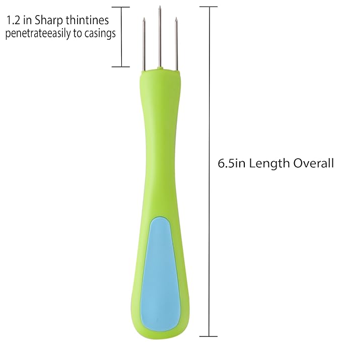 4 pcs Sausage Pricker Tool，3 sharp prongs sausage pricker for Sausage Casings Natural Hog Casing