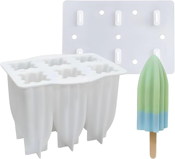 Generic Silicone Popsicle Mould With Lid,Popsicle Molds 6 Pieces Ice Pop Molds BPA Free Popsicle Mold Reusable Easy Release Ice Pop Make Homemade children DIY ice cream food grade Mold (awl-white)