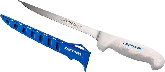 Dexter Outdoors SOFGRIP 7" Flexible Fillet Knife with Edge Guard | Corrosion-resistant high-carbon American stainless blade with soft slip-resistant grip. Edge guard included, made in USA.