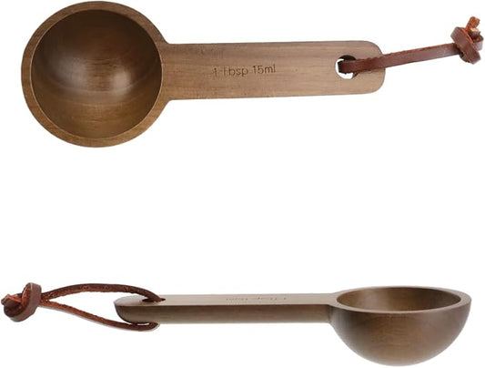 2pcs 15ml Walnut Measuring Spoon and Scoop Wooden Tablespoon 15ml Measuring Scoop 1 TBSP Retro Coffee Spoons for Dry Ingredients Ground Tea Spice (Walnut Color, 1TBSP)