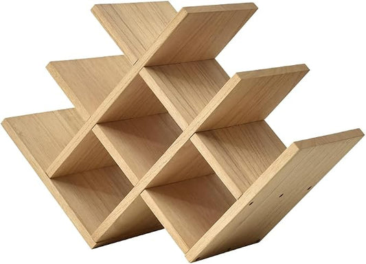 KIRIGEN Wooden Wine Rack, 8-Bottle 3-Tier Countertop Wine Holder, Natural | 16.73 x 5.91 x 11.14 In, Holds 8 Standard Wine Bottles for Cabinets, Pantry Shelves, and Kitchen Counter, Assembly Required