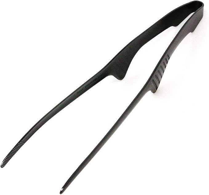 Todai 9.4-Inch Stainless Steel Non-Slip Yakiniku BBQ Tongs (Black)