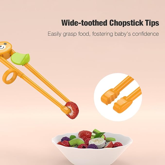 PandaEar 3 Pairs Animal Toddler Training Chopsticks for Kids, Reusable Beginners Learning Chopsticks with Silicone Finger Guide, Frog, Bear & Panda Helpers for Boys and Girls Ages 2-8