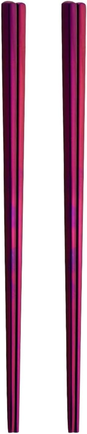 Stainless Steel Chopsticks,Reusable , Easy to Use（2 PCS,purple）