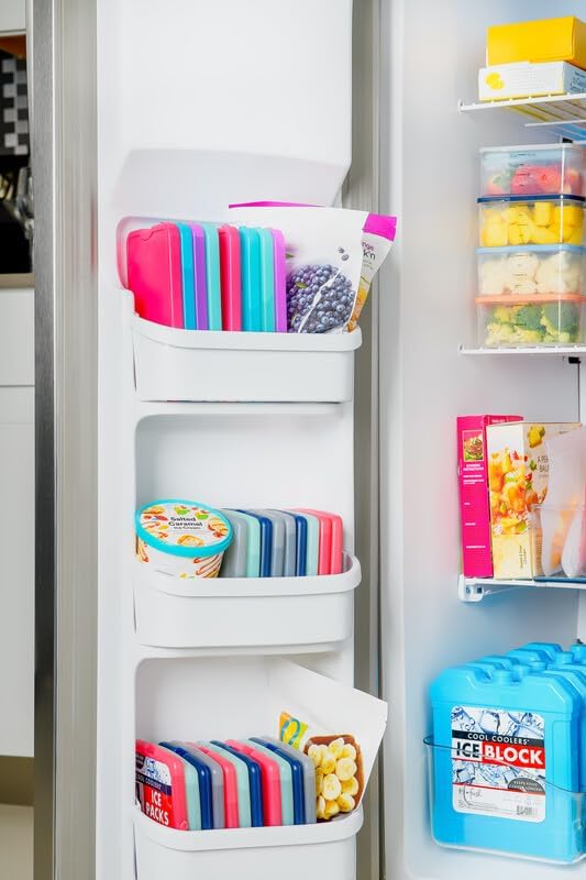 Cool Coolers by Fit + Fresh, 4 Pack Slim Ice Packs, Space Saving Reusable Ice Packs for Lunch Boxes or Coolers