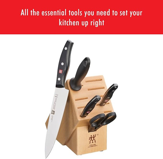 ZWILLING Twin Signature 6-Piece Razor-Sharp German Knife Block Set, Made in Company-Owned German Factory with Special Formula Steel perfected for almost 300 Years, Dishwasher Safe